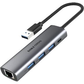 USB A to 3 USB-A 3.0 Ports, with USB C Power Port, Ethernet Adapter 10 100 1000 Gigabit Network Converter for MacBook Pro/Air, iMac, Thinkpad, HP, Dell Pro 13 Premium,Surface Book 3 (USB-A)