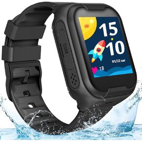 Elderly 4G GPS Smart Watch Real-Time Tracking Two-Way Phone Call GPS Tracker Waterproof Touchscreen Watch with Camera SOS Emergency Alarm Pedometer Tracker Watch Christmas Birthday Gift(Black)