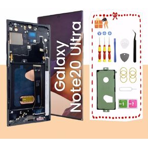 Galaxy Note20 Ultra 5G LCD Display Screen Assembly Replacement for Samsung Note 20 Ultra Touch Digitizer Screen with Frame Toolkits TFT N985U N986U No Fingerprint (Black)