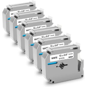 4-Pack MK231 Label Tape White 12mm Compatible for Brother P Touch M 12mm 0.47" White Tape M-K231 MK231s M231 MK-231 12mm 0.47'' White M Label Tape for PTouch PT-M95 PT-85 PT-75 PT-65 Label Maker