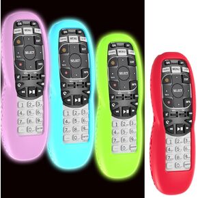 4 Pack Case for DirecTV RC73 Remote Control, Remote Cover Compatible with DirecTV Controller, Silicone Battery Cover Skin Sleeve Glow in The Dark Blue Green Purple Red