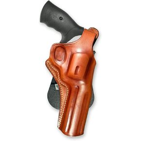 Premium Leather OWB Paddle Holster with Thumb Break Fits, Smith & Wesson N-Frame Model 629/29 Classic Full Underlug Barrel 44 Magnum 5'' Barrel, Right Hand Draw, Brown Color #1261#