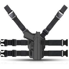 efluky Universal OWB Holster Gun Drop Offset Thigh Holster Police Security Modular Equipment System Duty Belt Nylon Set Fits Glock, S&W M&P Compact, S&W M&P 9MM, H&K USP, Springfield XD, Sig P320