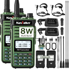 P15 Ham Radio 8W Long Range Handheld NOAA Weather Receiver 2200mAh Battery Rechargeable Walkie Talkies with Programming Cable,Type-C Charging,2 Pack