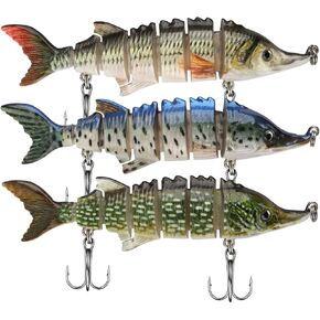 3Pcs Fishing Lures for Bass,Topwater Trout Lures,Multi Jointed Swimbaits,Multi-Jointed Slow Sinking Hard Baits,Lifelike Swimming Bass Lures Freshwater Saltwater Bass Fishing baits Kit