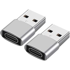 USB Adapter USB A Male to USB C Female Charger Converter, Compatible with Apple iPhone 15 14 13 12 11 Pro/Plus/Max, AirPods, iPad 9 10, Air, iWatch 8 7, Samsung Galaxy S24 S23 S22 S21, car Silver2.