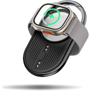 Portbale Charger for Apple Watch -YoFew Wireless Magnetic iWatch Charger 1200mAh Power Bank Travel Keychain Accessories for Apple Watch Series 9/8/7/6/5/4/3/2/SE/Ultra. (Black)
