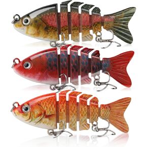 3 PCS Bass Fishing Kit Fishing Lure Kit, Fishing Tackle Kit for Adults, Fishing Tool Kit Soft Plastic, Fish Bites Saltwater Bait with Multi Jointed, Men's Fishing Lure Gear Set Gifts