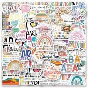 120 PCS ABA Stickers, Aesthetic Vinyl Applied Behaviour Analysis Stickers for Water Bottle Laptop Luggage Helmet Skateboard Snowboard Guitar Scrapbook Phone Gifts for Teens Girls in Saudi Arabia