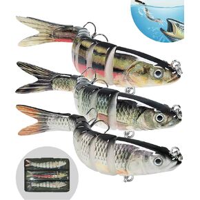 Fishing Lures for Bass, Trout & Crappie – 3 Pack Slow Sinking Glide Bait, Swim & Crank Baits for Saltwater & Freshwater – Fishing Gifts for Men
