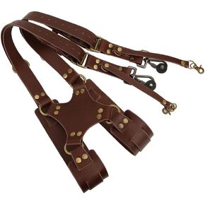 Camera Harness, Leather Camera Strap, Adjustable Dual Leather Rivet Double Shoulder Digital Camera Shoulder Strap Harness Accessory for Digital Camera Telescope, Eyepiece