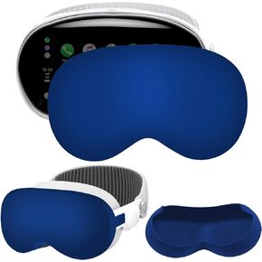 Silicone Protective Cover Compatible with Vision Pro, Soft VR Front Lens Case, Anti-Scratch Screen Protective Cover Anti-Fingerprint for Vision Pro, Dust Proof Case for VR Headset 2024 (Blue)