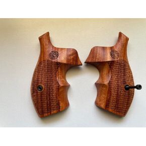 New Bantam Grips Compatible with S&W, K/L Frame Round Butt, Checkered Finger Groove Hardwood Opened Back Thai Handmade