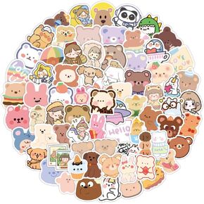 Little Bear Stickers, 100 Pcs/Pack Cute Trendy Waterproof Stickers for Water Bottles, Laptop, Computer, Skateboard, Phone, Travel Case, Notebook for Teens Kids Girls Adults. in Saudi Arabia