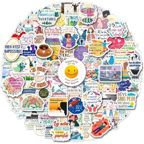 200 PCS French Inspirational Stickers for Teens Adults Kids, Motivational French Stickers for Students Teachers, Vinyl Positive French Gifts Water Bottle Stickers
