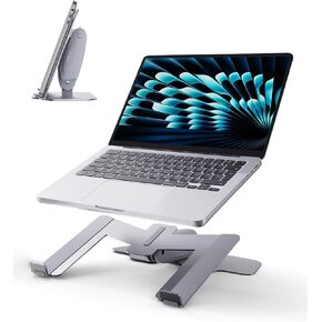 Vaydeer Laptop Stand for Desk, Metal Dual-Mode Design for Desk & Vertical Use, Adjustable Laptop Holder Space Saving Supports MacBook, Chromebook, Surface, Dell (Silver)
