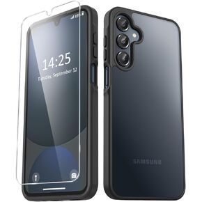 for Samsung Galaxy A16 5G Case, Matte Phone Case with 1 Screen Protector, Frosted Translucent Back, Slim Shockproof Protective Cover, Black