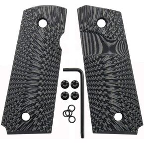 Cool Hand 1911 G10 Grips, Compact/Officer, Black Gun Grips Screws Included, Big Scoop, 3/16" Thin, OPS Texture, These Grips Only Work with Short Bushings