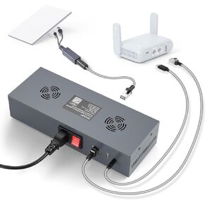 XLTTYWL Starlink Mini 12V AC Adapter Kit, 180W GigE Passive & ESD Protection with USB & Type-C Power Output and DC Converter,SPX Adapter AC Input 110-260V to DC 48V/3A for Starlink Mini/Gen2 Dishy