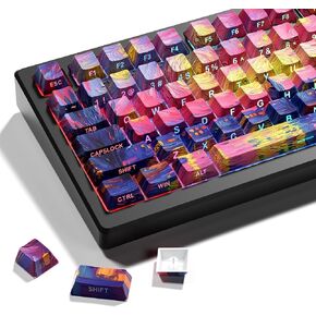 XVX PBT Keycaps - Side Print Keycaps, Shine Through Custom Key caps 75 Percent, Retro Keycap Set Dye Sub & Double Shot, 134 Keys Cherry Profile Keyboard Keycap for Mechanical Keyboard, Starry Sky