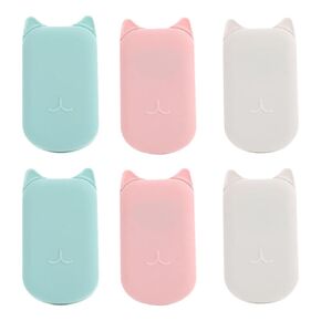 6 Boxes Soap Paper Sheets Cat Ear Shaped Soap Paper with Boxes 180 Sheets Mini Scented Bath Slice Portable Foaming Paper Soap Flakes for Travel, Camping, Hiking, Outdoor