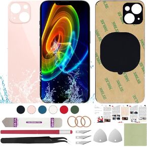 Rear Back Cover Glass Replacement Compatible with iPhone 13 Mini 5.4" + Professional Tools (Blue)
