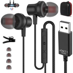 USB Headset with Microphone for PC, USB Headphones for Computer, Wired Earphones with Mute in-Line Stereo, Noise Canceling Mic Classroom Headphones for Laptop Headsets for Surface PS5 Switch, 8.2 Ft