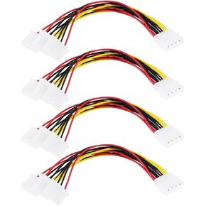 Create idea 4pcs Molex Chassis Power Cord 4 Pin 1 Male to 3 Female Molex Cable 19cm Host Molex Adapter Cable for IDE Hard Disk Computer