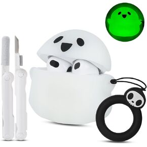 for AirPods 3rd Generation Case Cute with Cleaner kit, [Glow in The Dark] Funny Anime 3D Halloween Ghost airpods Gen 3 Case Soft Silicone Protective Skin Case Compatible with Apple Airpod 3