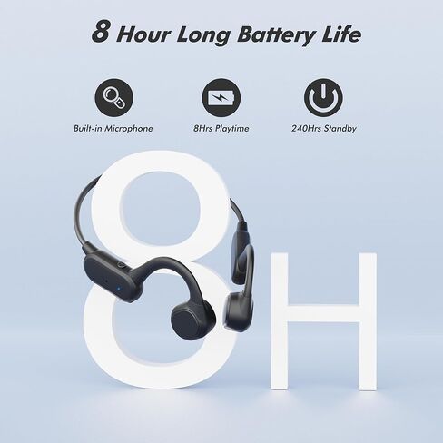 Bone Conduction Headphones, Bluetooth 5.3 Open Ear Wireless Headphones with Microphone, IPX6 Waterproof Sports Headphones with 8Hrs Playtime for Running, Cycling and Workouts in Kuwait