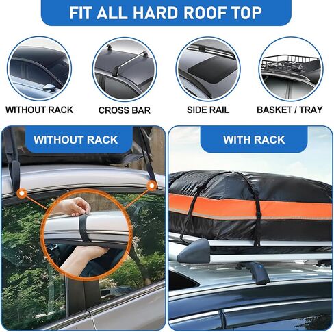 حقيبة سقف السيارة ، حقيبة حاملة شحن على سطح السيارة مقاومة للماء 15 قدم مكعب لجميع السيارات مع/بدون رف ، تشمل حصيرة مضادة للانزلاق ، وأشرطة مقواة ، وسطح أبواب 6 ، وقفل الأمتعة (15 قدمًا مكعبًا) in Kuwait