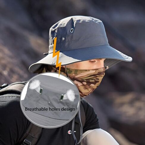 Fishing Hat for Men Women, Wide Brim Summer Safari Hat, UDF 50+ UV Protection Sun Hats, Bucket Hiking Beach Hat in Kuwait