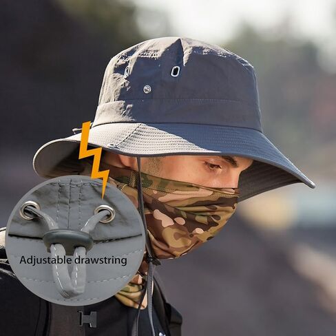 Fishing Hat for Men Women, Wide Brim Summer Safari Hat, UDF 50+ UV Protection Sun Hats, Bucket Hiking Beach Hat in Kuwait