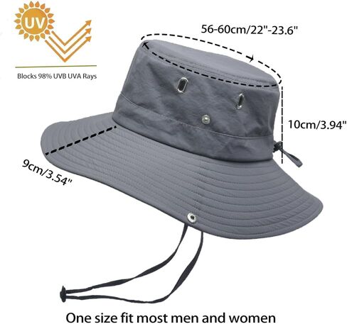 Fishing Hat for Men Women, Wide Brim Summer Safari Hat, UDF 50+ UV Protection Sun Hats, Bucket Hiking Beach Hat in Kuwait