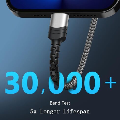 2023 كابل liightning تم ترقيته لأسلاك شاحن iPhone ، [2pack 3ft] Nylon مضفر MFI معتمد من كابل USB لـ iPhone 13 12 11 Mini Pro XR XS Max X SE 8 7 6 Plus - Gray - in Kuwait