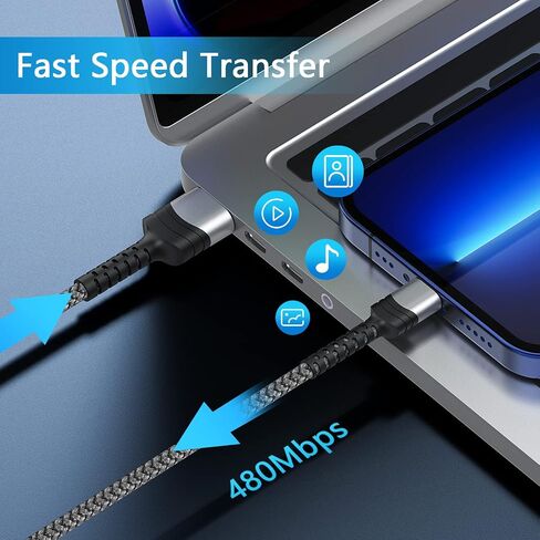 2023 كابل liightning تم ترقيته لأسلاك شاحن iPhone ، [2pack 3ft] Nylon مضفر MFI معتمد من كابل USB لـ iPhone 13 12 11 Mini Pro XR XS Max X SE 8 7 6 Plus - Gray - in Kuwait