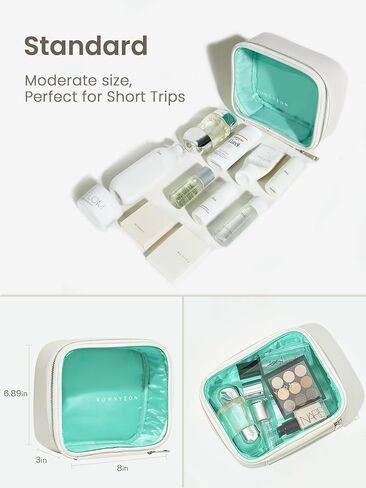 ROWNYEON 3Pcs Waterproof Clear Makeup Case for Travel,Portable Toiletry Bag Train Case Transparent Bag for Women Girls,Carry On Cosmetics Organizer with Zipper Handle (White) in Saudi Arabia