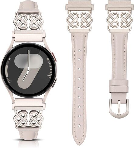 Toyouths Leather Band متوافق مع Samsung Galaxy Watch 7/6/5/4/Active 2 40mm 44mm 44 مم ، حزام جلدي نحيف 20 مم مع مشبك عقدة على شكل قلب Celtic لمشاهدة 6 Classic/Watch Fe in Kuwait