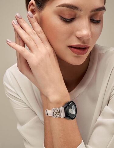 Toyouths Leather Band متوافق مع Samsung Galaxy Watch 7/6/5/4/Active 2 40mm 44mm 44 مم ، حزام جلدي نحيف 20 مم مع مشبك عقدة على شكل قلب Celtic لمشاهدة 6 Classic/Watch Fe in Kuwait