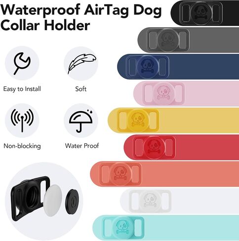 Compatible with AirTag Dog Collar Holder 4 Pack Waterproof IP68 Air Tag Holder Silicone AirTags Cat Collar Pet Cases Tags Dog Collar Holder for Apple AirTag in Saudi Arabia