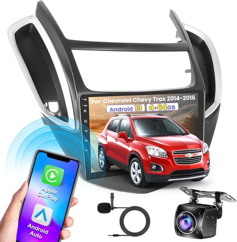 [4G+64G] Android 13 Car Radio for Chevrolet Chevy Trax 2014 2015 2016, Wireless Carplay Android Auto, 9 inch IPS Touch Screen Stereo with GPS, Bluetooth, WiFi, FM Radio+ AHD Backup Camera+MIC in Kuwait