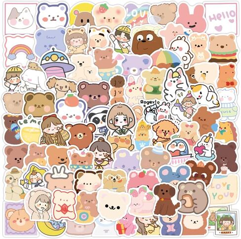 ملصقات الدب الصغيرة ، 100 pcs/pack ملصقات مقاومة للماء العصرية اللطيفة لزجاجات المياه ، الكمبيوتر المحمول ، الكمبيوتر ، لوح التزلج ، الهاتف ، حالة السفر ، دفتر ملاحظات للمراهقين للأطفال البالغين. in Saudi Arabia