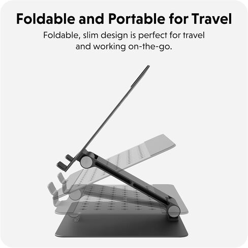 Hyperspace Adjustable Laptop Stand — Sleek, Foldable, Portable Aluminum Laptop Stand for 16" Devices — Height Adjustable to 22", Optimal Cooling, Non-Slip Grips in Kuwait
