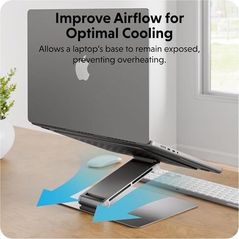 Hyperspace Adjustable Laptop Stand — Sleek, Foldable, Portable Aluminum Laptop Stand for 16" Devices — Height Adjustable to 22", Optimal Cooling, Non-Slip Grips in Kuwait