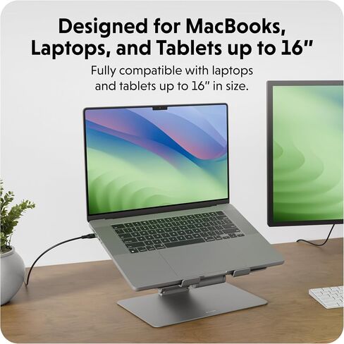 Hyperspace Adjustable Laptop Stand — Sleek, Foldable, Portable Aluminum Laptop Stand for 16" Devices — Height Adjustable to 22", Optimal Cooling, Non-Slip Grips in Kuwait