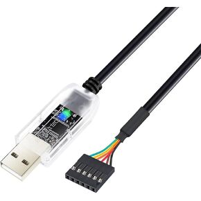 DTECH USB to TTL Adapter FTDI Chip 3.3V 6 Pin USB to UART Debug Cable FT232RNL IC Serial Converter 6ft LED Indicators Output 3.3 Volt for Windows 11 10 8 7 XP MAC Linux Easy Debugging and Programming