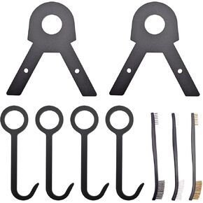 Black Target Stand Kit - 2 Metal Leg Brackets and 4 Metal J Hooks - Complete with Gun Cleaning Brush Set