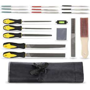 Gunsmith File Set - 18pc Metal Files and Case - Precision Flat, Triangle, Half-Round, and Round Large File
