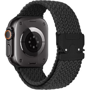 Braided Stretchy Solo Loop Compatible with Apple Watch Band 46mm 45mm 44mm 42mm 49mm for Men Women, Elastic Sport Nylon Strap Wristband with Sliding Buckle for iWatch Series 10 9 8 7 6 5 4 3 Ultra SE