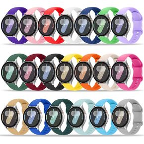 20 Pack Bands Compatible with Samsung Galaxy Watch 7 6 5 4 FE 40mm 44mm/6 4 Classic 43mm 47mm 42mm 46mm/5 Pro 45mm/Active 2 Band, 20mm Soft Silicone Sport Replacement Strap for Women Men